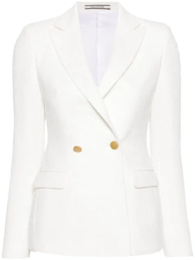 Tagliatore White Bouclé Double-breasted Jacket