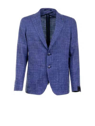 Tagliatore Single-breasted Textured Dinner Jacket In Blue