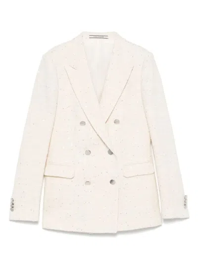 TAGLIATORE WHITE DOUBLE-BREASTED BLAZER