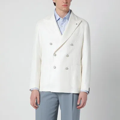 Tagliatore White Doublebreasted Linenblend Jacket