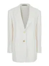 Tagliatore White Jacket With Pointed Lapels And Front Pockets