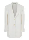 Tagliatore White Jacket With Pointed Lapels And Front Pockets In Viscose Blend Woman In White