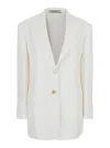 Tagliatore White Jacket With Pointed Lapels And Front Pockets In Viscose Blend Woman In White