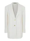 Tagliatore White Jacket With Pointed Lapels And Front Pockets In Viscose Blend Woman
