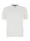 Tagliatore White Knitted Polo Shirt With Polo Style Collar And Short Sleeves In Cotton Man In White