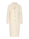 Tagliatore Longline Coat With Notched Lapels And Pockets In White