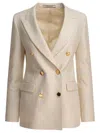 Tagliatore Tailored Double-breasted Jacket With Textured Fabric In Neutral