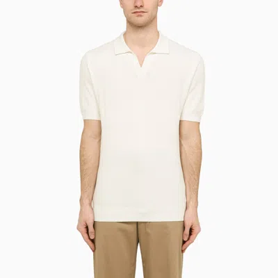 TAGLIATORE TAGLIATORE WHITE SILK AND COTTON POLO SHIRT