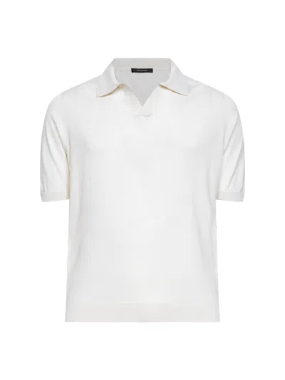 Tagliatore V-neck Polo-collar T-shirt In White
