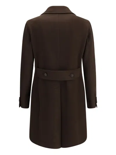 Tagliatore Wide-lapel Double-breasted Coat In Brown