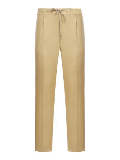 Tagliatore Slim Fit Linen Trousers In Color Carne Y Neutral