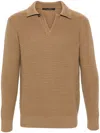 Tagliatore Wool Polo Shirt In Brown