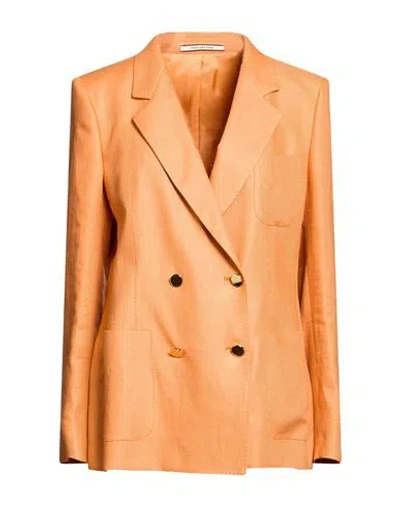 Tagliatore Woman Blazer Orange Size 10 Linen In Multi