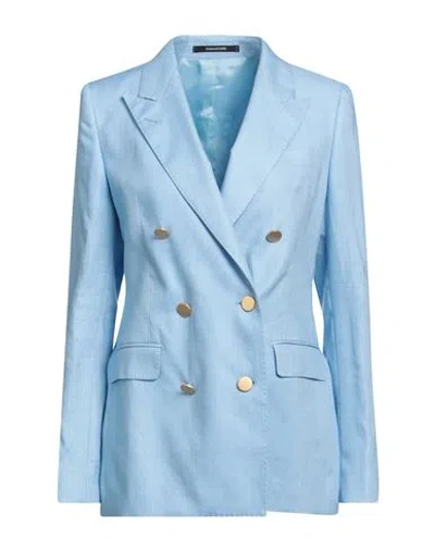 Tagliatore Woman Blazer Sky Blue Size 12 Linen