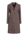 Tagliatore Woman Coat Burgundy Size 4 Virgin Wool In Brown