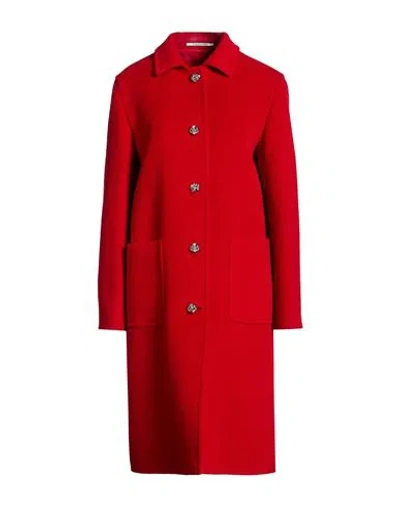 Tagliatore Woman Coat Red Size 12 Virgin Wool, Mohair Wool