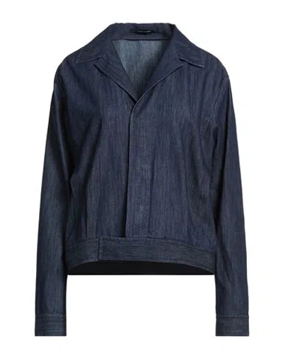 Tagliatore Woman Denim Outerwear Blue Size 14 Cotton