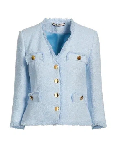Tagliatore Woman Jacket Sky Blue Size 6 Polyester, Cotton, Acrylic, Polyamide