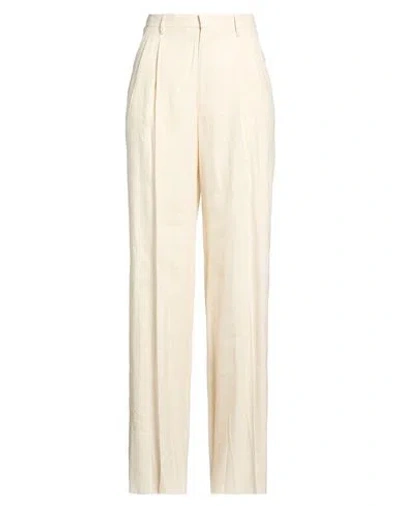Tagliatore Woman Pants Cream Size 6 Linen, Viscose, Polyester In Neutral