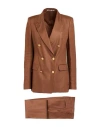 Tagliatore Woman Suit Tan Size 4 Linen In Brown