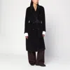 Tagliatore Double-breasted Long Coat Belted Waist In Brown