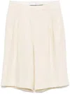 Tagliatore Linen Shorts In Ivory In White