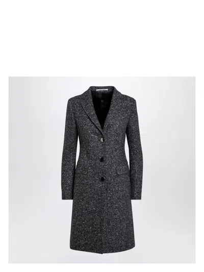 TAGLIATORE WOMEN'S BLACK/WHITE WOOL BLEND SINGLE-BREASTED COAT | SIZE 44 | C COLOR PARIGI13B110003