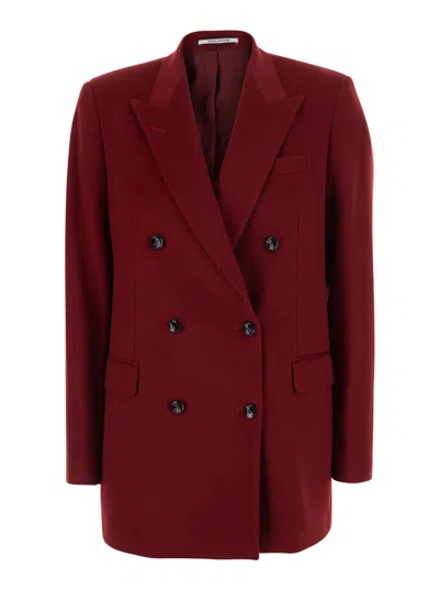 Tagliatore Women's Cashmere Jacket With Essential Lines In Burgundy