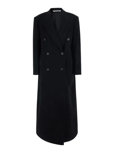 Tagliatore Double-breasted Peak-lapels Coat In Black