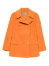 Tagliatore Double-breasted Wool-mohair Blend Coat With Flap Pockets In Orange