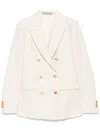 Tagliatore Cotton Blend Double-breasted Jacket In White