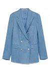 Tagliatore Double-breasted Cotton Jacket With Structured Shoulders In Clear Blue