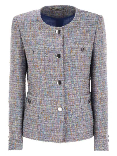 TAGLIATORE WOMEN'S CREW-NECK JACKET WITH FRONT POCKETS