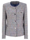 Tagliatore Crew-neck Jacket With Front Pockets In Blue