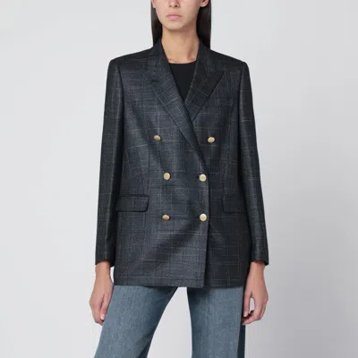 Tagliatore Women's Double-breasted Checked Wool Blazer In Black