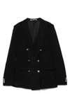 Tagliatore Structured Double-breasted Jacket Gold Buttons In Black