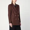 Tagliatore Double-breasted Brown Jacket In Linen Women In Brown