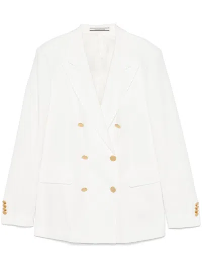 Tagliatore Double-breasted White Jacket With Gold-tone Buttons