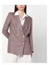 Tagliatore Brown Double-breasted Linen Jacket Women In Brown