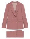 Tagliatore Double-breasted Suit With Flap Pockets And Notched Lapels In Pink