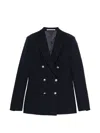 Tagliatore Double Breasted Jacket Front Pockets Notch Lapels In Black