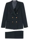 Tagliatore Pinstriped Double-breasted Suit In Black
