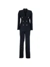 Tagliatore Linen Double Breasted Suit Gold Buttons In Blue