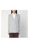 Tagliatore Gray Pinstripe Double-breasted Jacket In Grey