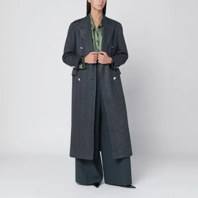 Tagliatore Houndstooth Double Breasted Coat In Black
