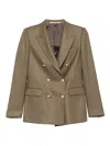 Tagliatore Wool Double-breasted Jacket Featuring Back Vent In Brown