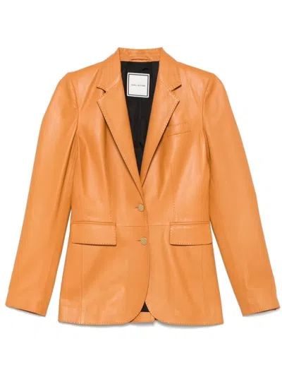 Tagliatore Tailored Lambskin Leather Jacket In Orange