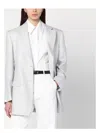 Tagliatore Light Grey Single-breasted Linen Jacket Women