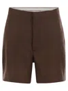 Tagliatore Women Linen Chino Bermuda Shorts In Brown