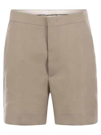 Tagliatore Women Linen Chino Bermuda Shorts In Grey